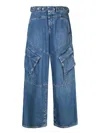 Marcelo Burlon County Of Milan Marcelo Burlon Blue Cargo Jeans In Medium Stone Wash