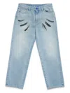 Marcelo Burlon County Of Milan Wind Feathers Straight Jeans In Blue