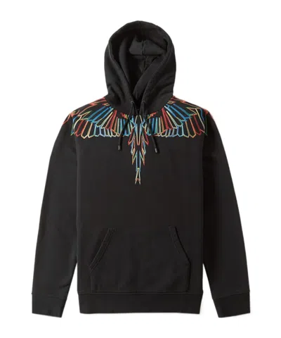 Marcelo Burlon County Of Milan Wing Print Hooded Hooded Hoodie In Black