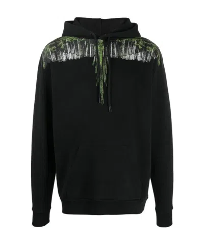 Marcelo Burlon County Of Milan Wing Printed Hooded Sweater In Black