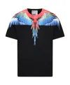 Marcelo Burlon County Of Milan Black T-shirt For Boy With Iconic Red And Blue Wings In Black