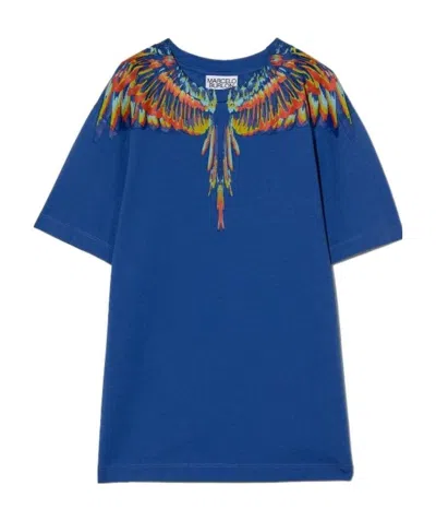 Marcelo Burlon County Of Milan Wings-print Cotton T-shirt In Blue