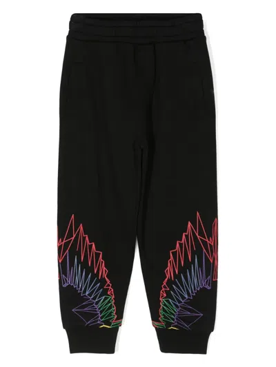 Marcelo Burlon County Of Milan Kids' Wings-print Elasticated-waist Track Pants In Black