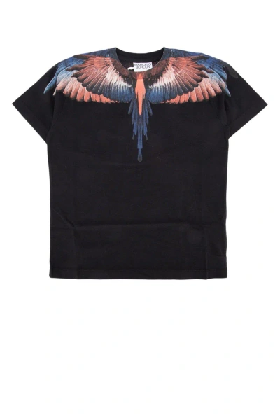 Marcelo Burlon County Of Milan Kids' Wings Printed Crewneck T-shirt In Black Co