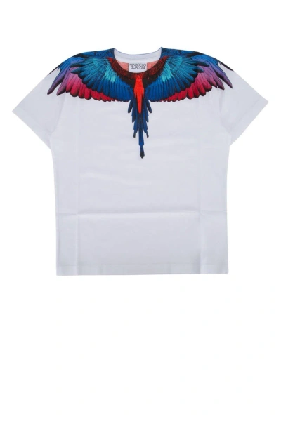 Marcelo Burlon County Of Milan Kids' Wings Printed Crewneck T-shirt In White Bl