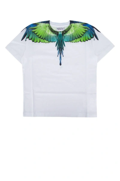 Marcelo Burlon County Of Milan Kids' Wings Printed Crewneck T-shirt In White Li