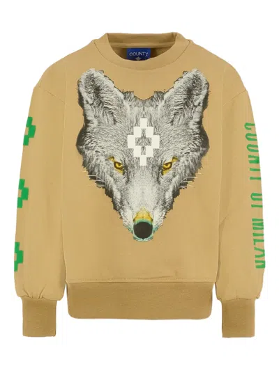Marcelo Burlon County Of Milan Kids' Wolf-print Crew Neck Sweater In Neutral