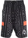 Marcelo Burlon County Of Milan Bermuda Shorts With Geometric Pattern And Elastic Waistband In Black