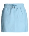 March 23 Woman Mini Skirt Pastel Blue Size 4 Sheepskin In Blue