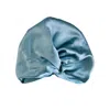 Marche' Du Luxe Women's Double Layer Pure Silk Twisted Turban Style Cap Hydrangea Blue In Blue