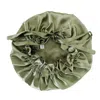Marche' Du Luxe Women's Green Pure Silk Double Layered Adjustable Ties Cap Avocado