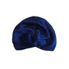 Marche' Du Luxe Women's Pure Silk Turban Twisted Front Style Double Layer Cap Blue In Blue