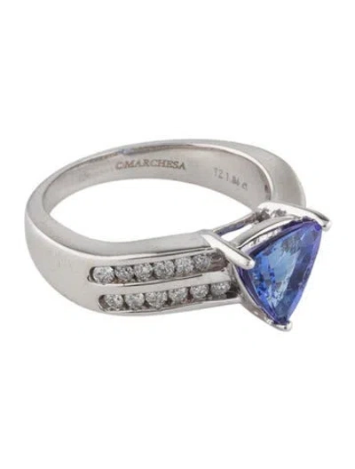 Pre-owned Marchesa 14k 1.98ct Tanzanite & Diamond Cocktail Ring In Multi