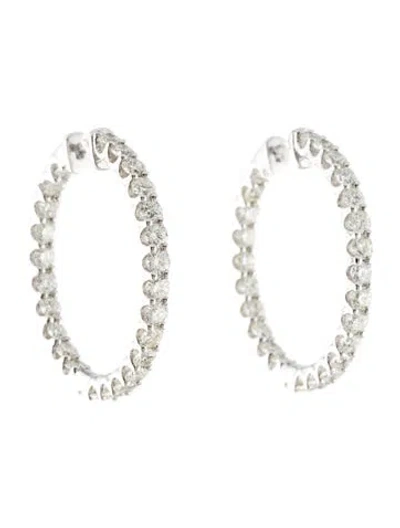 Pre-owned Marchesa 14k 4.00ctw Diamond In-out Hoop Earrings In Multi