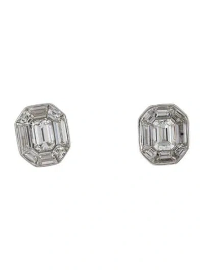 Pre-owned Marchesa 14k 4.00ctw Diamond Stud Earrings In Multicolor