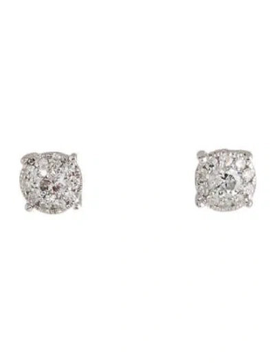 Pre-owned Marchesa 14k Diamond Cluster Stud Earrings In Multi