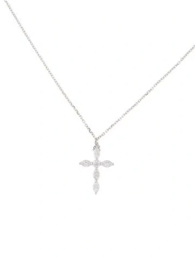 Pre-owned Marchesa 14k Diamond Cross Pendant Necklace, 18" In Multi