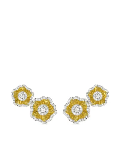 Marchesa 18kt Yellow Gold Halo Flower Diamond Earrings