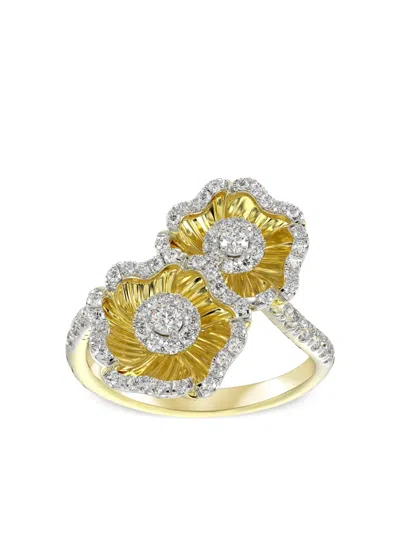 Marchesa 18kt Yellow Gold Halo Flower Diamond Ring