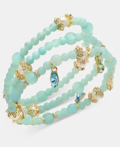 Marchesa 3-pc. Set Crystal & Imitation Pearl Beaded Stretch Bracelets In Blue