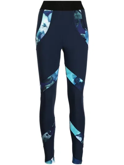 Marchesa Abstract-print High-waisted Leggings In Blue