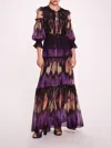 Marchesa Abstract Viscose Maxi Dress In Purple Multi
