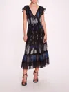 Marchesa Abstract Viscose Midi Dress In Blue Multi