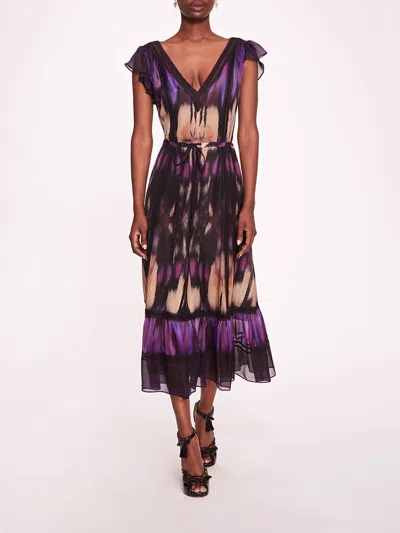 Marchesa Abstract Viscose Midi Dress In Multi