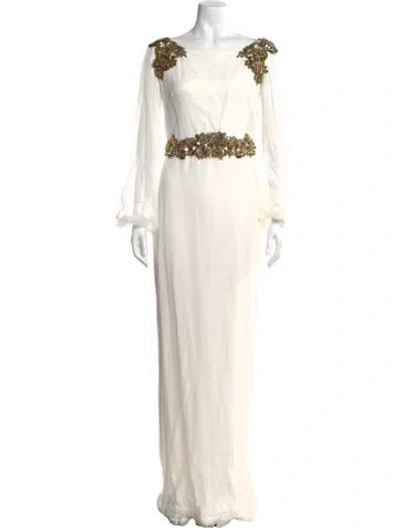 Pre-owned Marchesa Bateau Neckline Long Dress W/ Tags In Neutral