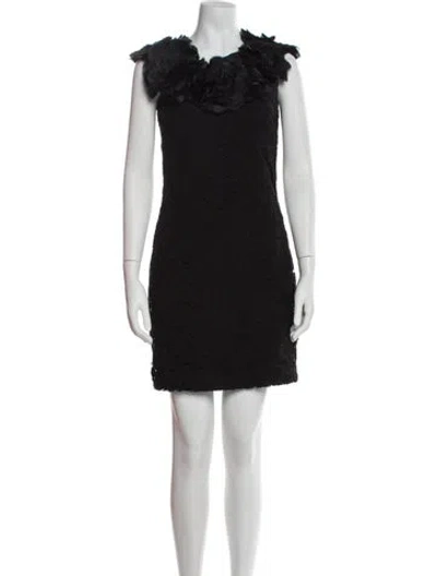 Pre-owned Marchesa Bateau Neckline Mini Dress In Black