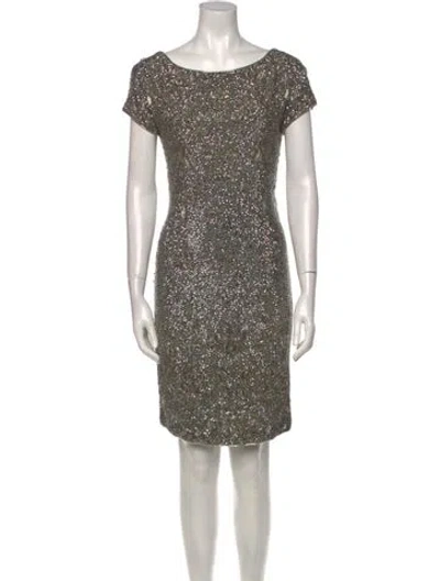 Pre-owned Marchesa Bateau Neckline Mini Dress In Neutral
