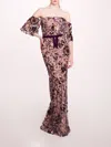 Marchesa Climbing Vines Gown In Lilac Wine