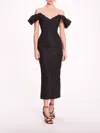Marchesa Cloque Midi Dress In Black
