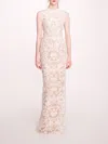 Marchesa Corded Column Gown In Ivory