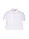 Marchesa Cotton Puff Sleeve Top In Cream