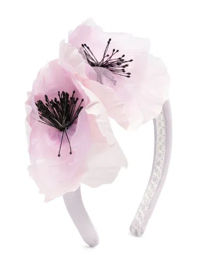 Marchesa Couture Kids' 3d Floral-appliqué Head Band In 紫色