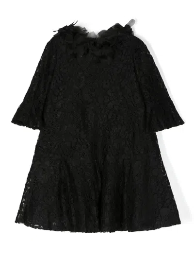 Marchesa Couture Kids' Corded-lace Party Dress In Black