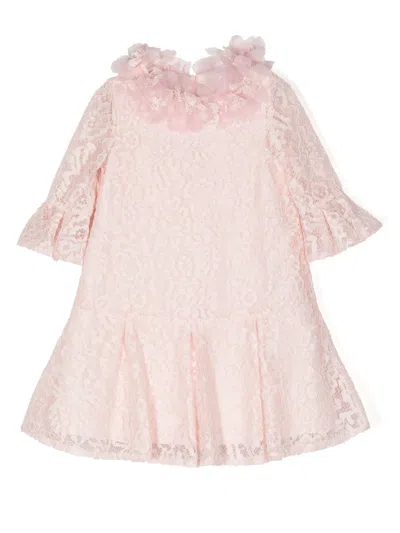 Marchesa Couture Kids' Corded-lace Party Dress In Pink