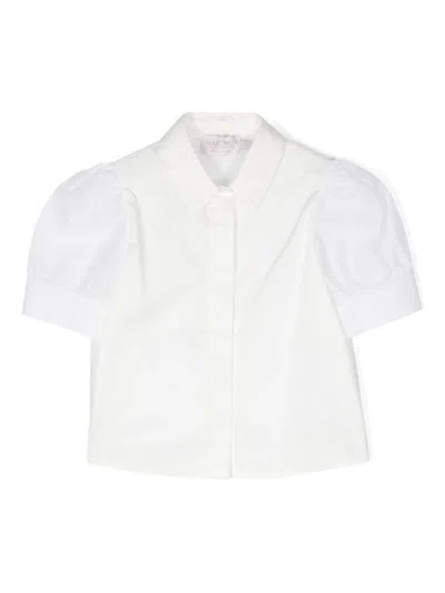 Marchesa Couture Kids' Puff-sleeved Cotton Shirt In Neutrals