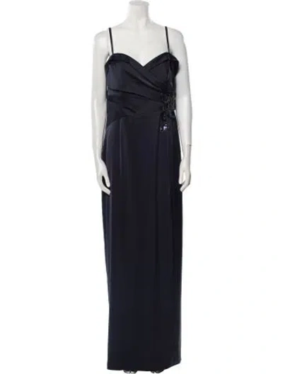 Pre-owned Marchesa Cowl Neck Long Dress In Blue