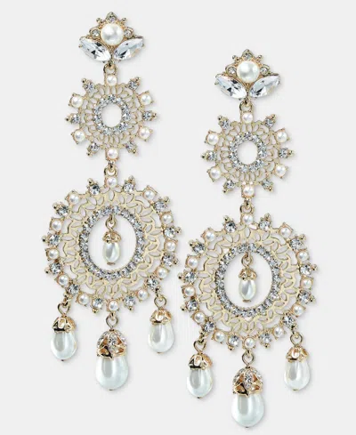 Marchesa Crystal & Imitation Pearl Chandelier Earrings In Silver