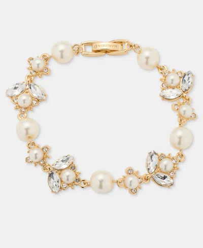 Marchesa Crystal & Imitation Pearl Flex Bracelet In Metallic