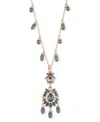 Marchesa Crystal & Stone Cluster 38" Pendant Necklace In Blue