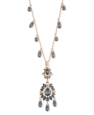 Marchesa Crystal & Stone Cluster 38" Pendant Necklace In Blue