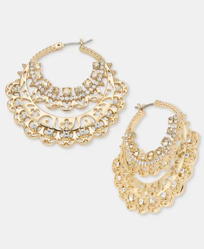 Marchesa Crystal Antique Dynamic Hoop Earrings In Gold