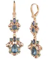 Marchesa Crystal Cluster Double Drop Earrings In Blue