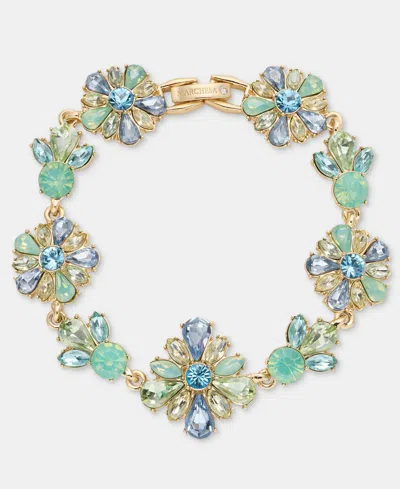 Marchesa Crystal Cluster Flower Flex Bracelet In Green