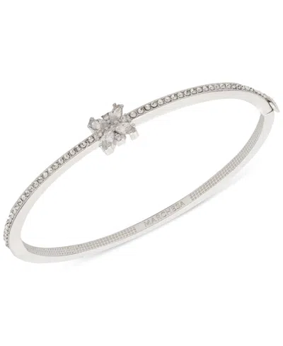 Marchesa Crystal Cluster Pave Bangle Bracelet In Silver