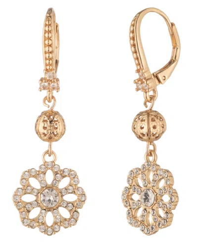Marchesa Crystal Filigree Beaded Double Drop Earrings In Gold