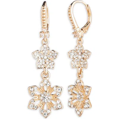 Marchesa Crystal Flower Double Drop Earrings In Gold